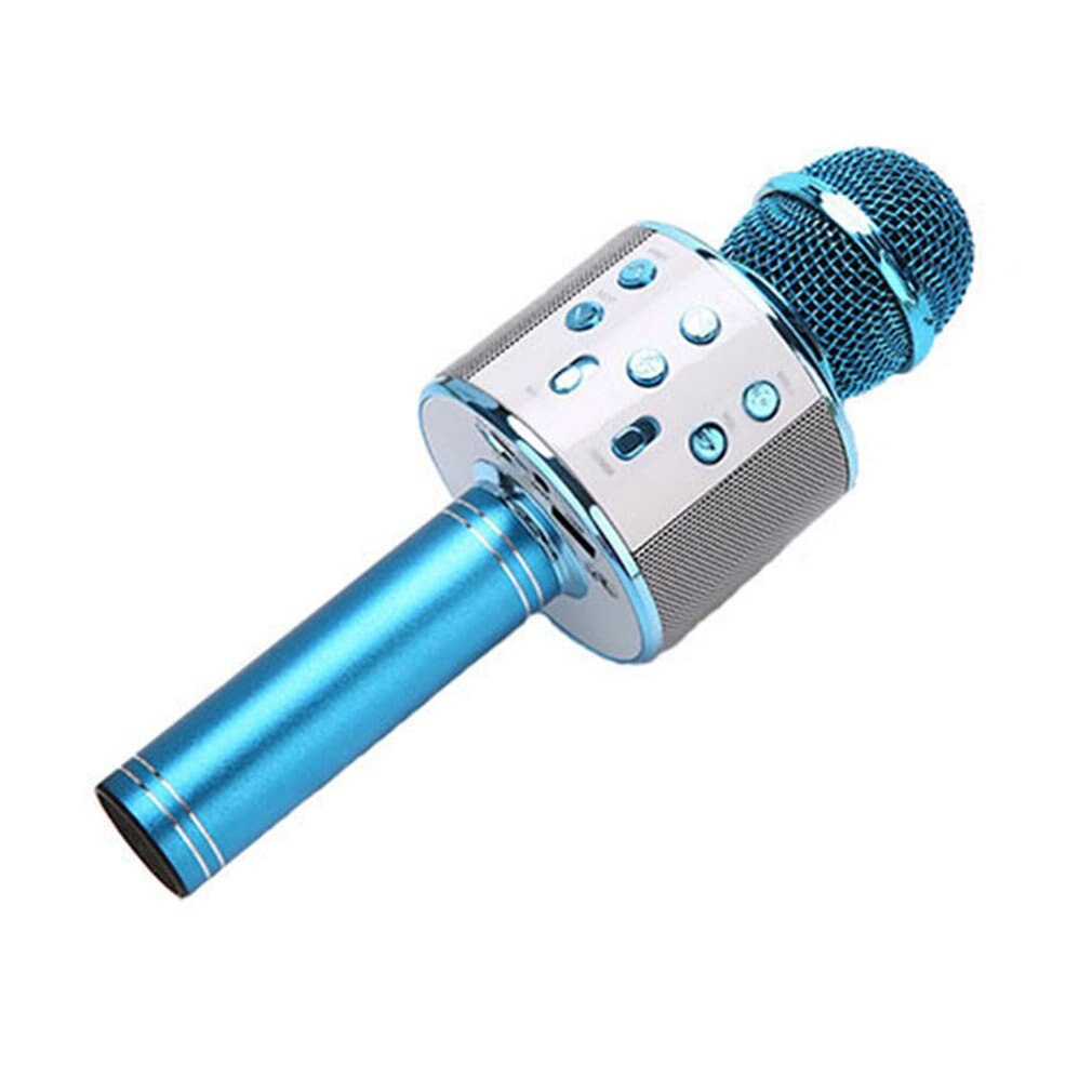KTV Wireless Karaoke Microphone Bluetooth Handheld Portable Speaker Home KTV Player with LED Lights Christmas Birtay Home Party: Blue