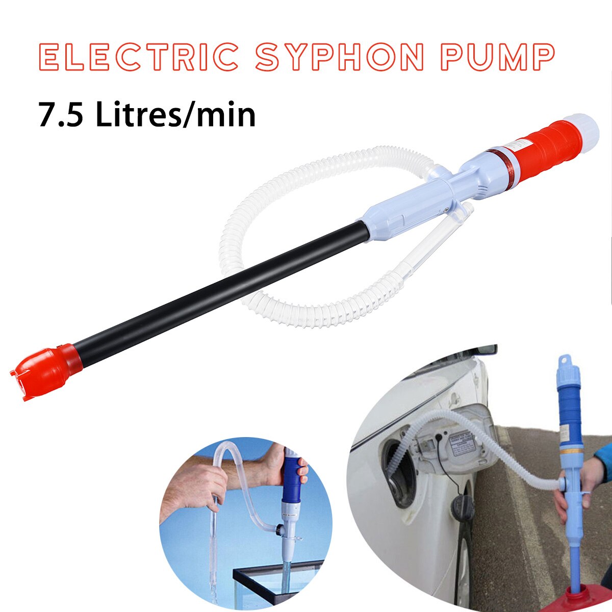 Powered Pump Diesel Fuel Solvent Portable Electric Battery Syphon Liquid Water Gas Oil Pump Power Transfer Tool Pumps Red