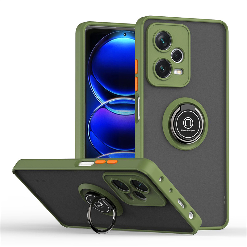 Schokbestendig Matte Armor Coque Voor Xiaomi Poco X5 Pro Poco X5 5G Case Auto Magnetische Ring Stand Cover voor Pocco Poko Little X5Pro X5: Kleur van de lotuswortel / Voor iPhone 16 Pro