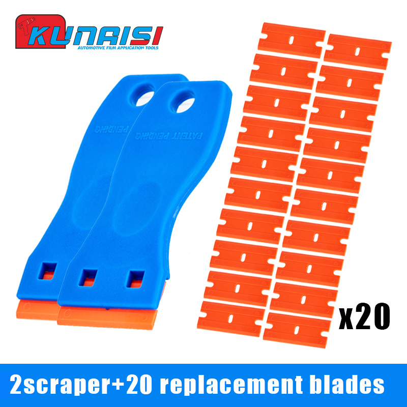 Rascador de cuchilla de doble filo, herramienta removedora con cuchillas para etiquetas, pegatinas, eliminación de calcomanías, tinte de ventana automática, aplicación de vinilo: Blanco