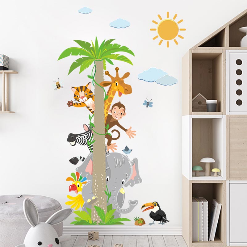 Coconut Tree Wall Stickers Home Decoration Accessories Kawaii Room Decor For Kid Cartoon Animal Wallpaper Removable Poster Child