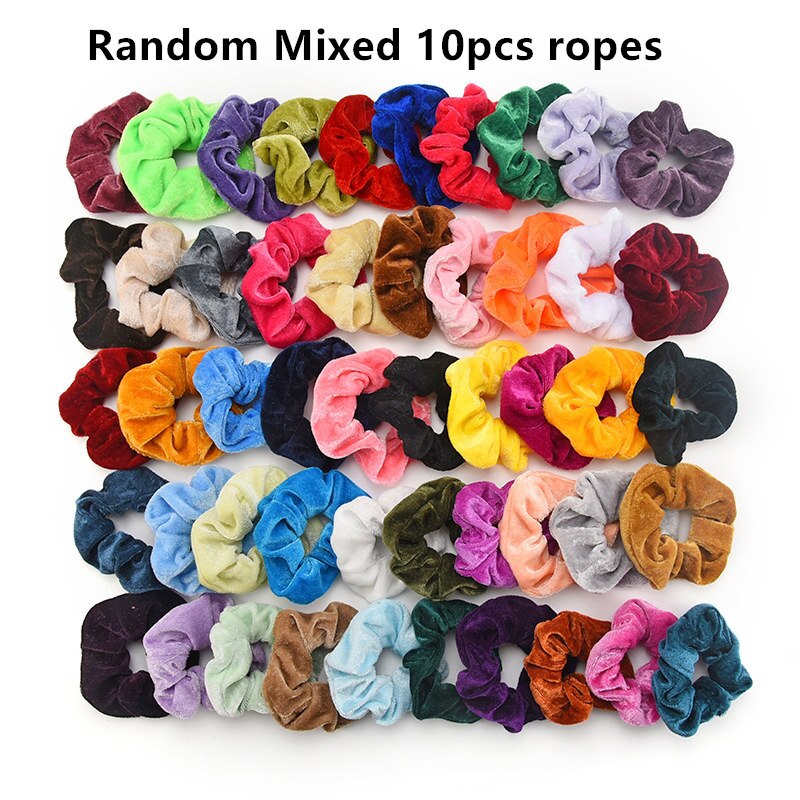 10 Teile/los Frauen Haar Zubehör Gold Samt Krawatte Bündel Styling Scrunchy Elastische Haar Band Darm Ring Bunte Kopfschmuck: Ursprünglich Titel