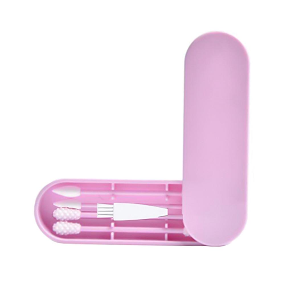 5 in 1 Silicone Cotton Swab Ear Eye Cleaning Washable Makeup Swabs Soft Flexible Reusable Makeup Tools Set: Deep pink