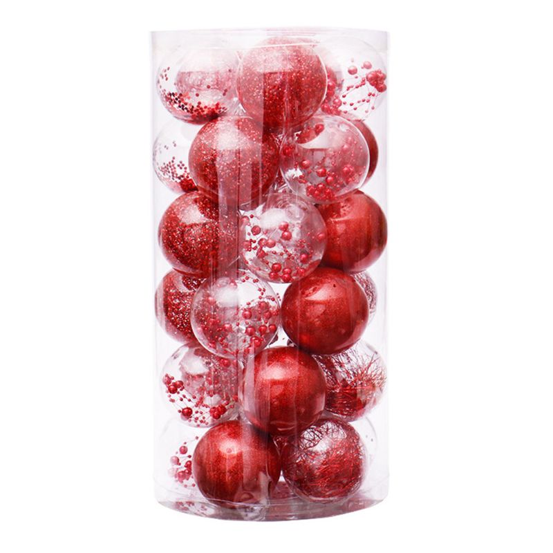 6cm/30 Pcs Christmas Balls Clear Plastic Ornaments Party Xmas Tree Hanging Decor