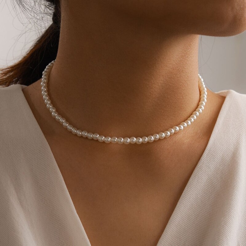 Witte Parel Kralen Choker Ketting Voor Vrouwen Wedding Meisje Vrouwelijke Kraag Kettingen Kralen Ketting Trendy Sieraden