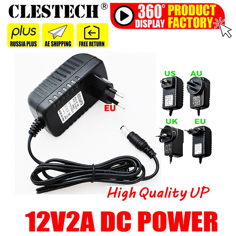 Upgrade 12V2A AC 100V-240V Converter Adapter DC 2000mA LED Power Supply EU US Plug 5.5mm x 2.1-2.5mm for camera product