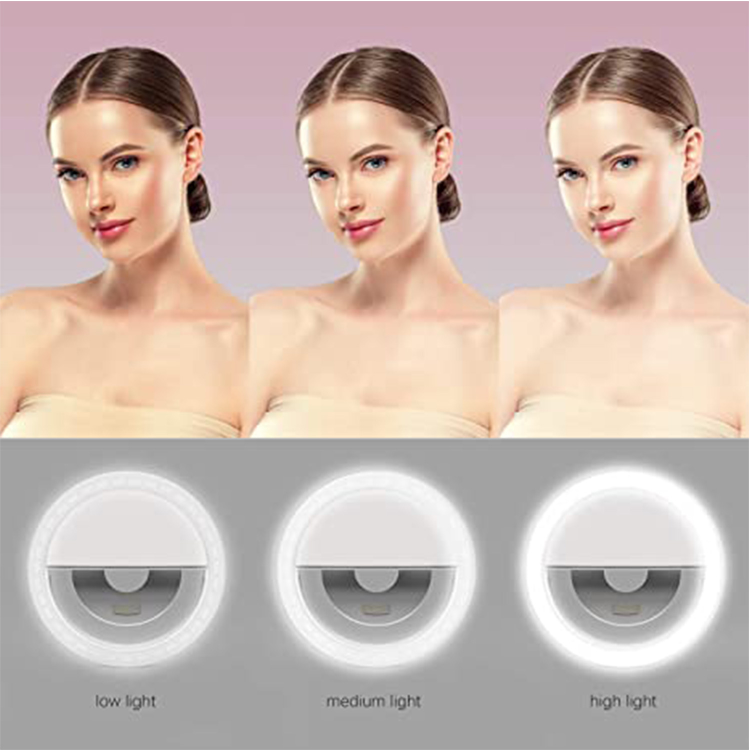 Selfie Ring Light Rechargeable Portable Clip-on Fill in Light with 36 LED for iPhone/Android Smart Phone Girl Makes up