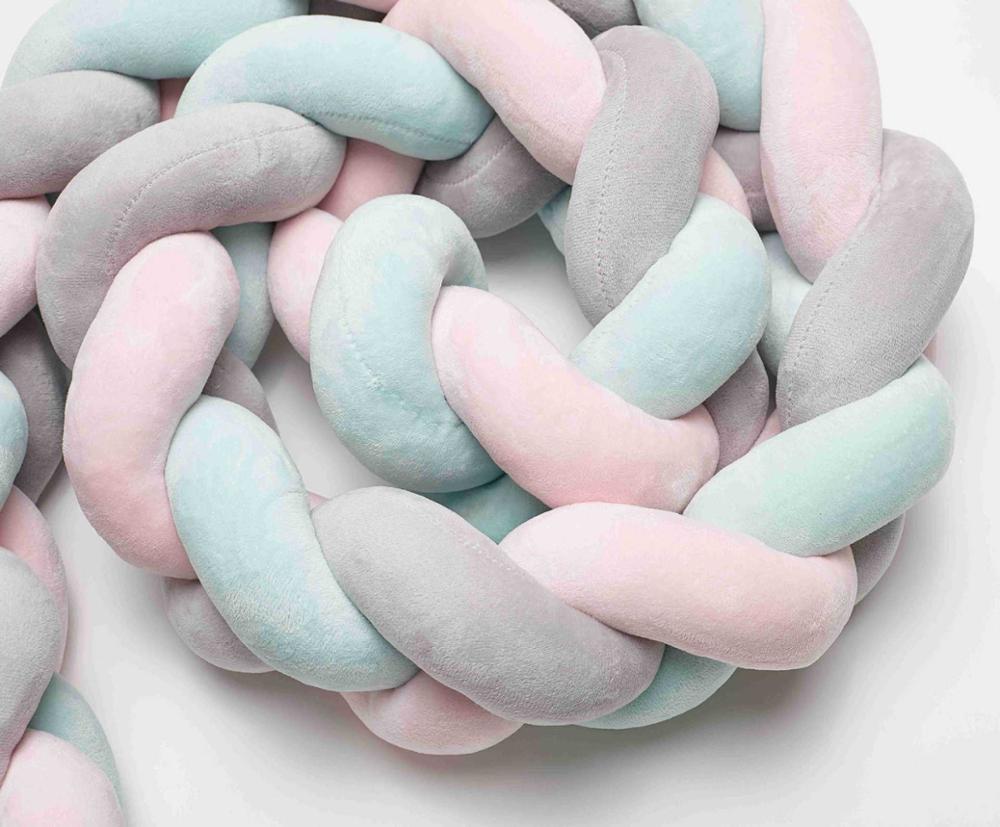 3M Länge Baby krippe stoßfänger Reinem Weben Plüsch Knoten Baby beding einstellen neue geboren bett einstellen nestchen einstellen