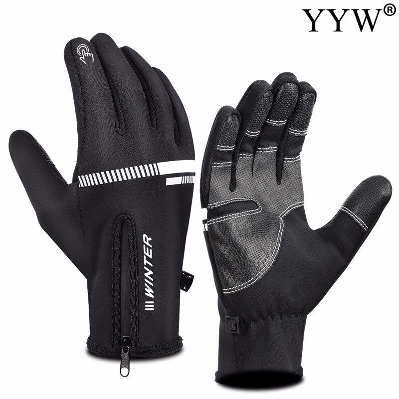Pu paar leren matzwarte winterhandschoenen warme 2- laags waterdichte wanten voor heren, heren, volwassenen, verstelbaar, verdikt, skiën, sneeuwscooter
