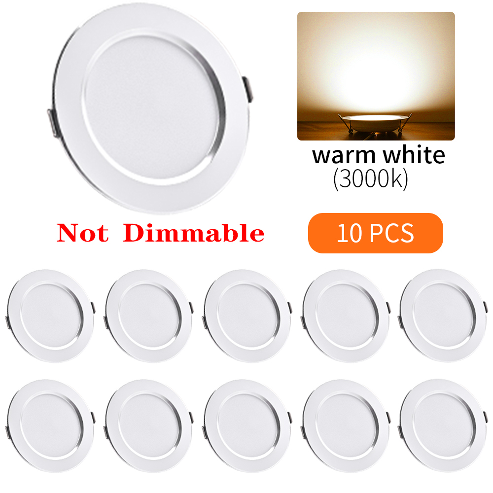 10 stk. innfelt rund ledet-downlight panellys lysstyrke dimbar søkelyset taklampe soverom stue innendørsbelysning: Foranderlig / 5w
