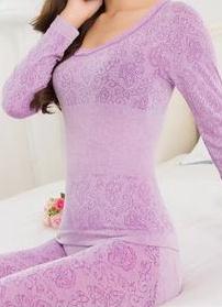 2022 Autumn Modal Home Sleepwear Girdle Body-fitting Seamless Bodywear Thermal Underwear Women&#39;s Suit: Lavender