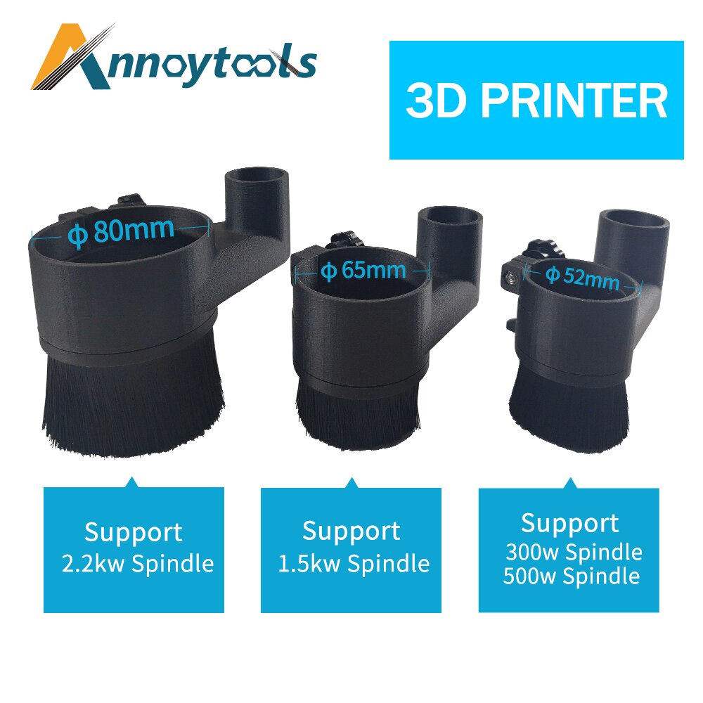 Cnc-kaiverruskoneen tarvikkeet karaharja pölytiivis harja 52mm 65mm 80mm pölynimuri 500w karalle 3d tulostin