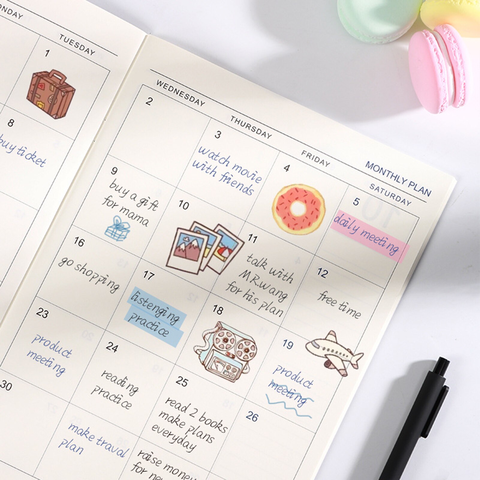 Calendario de papel anual, planificador diario, decoración de escritorio, Notebook, planificador de mesa anual, organizador de Agenda,