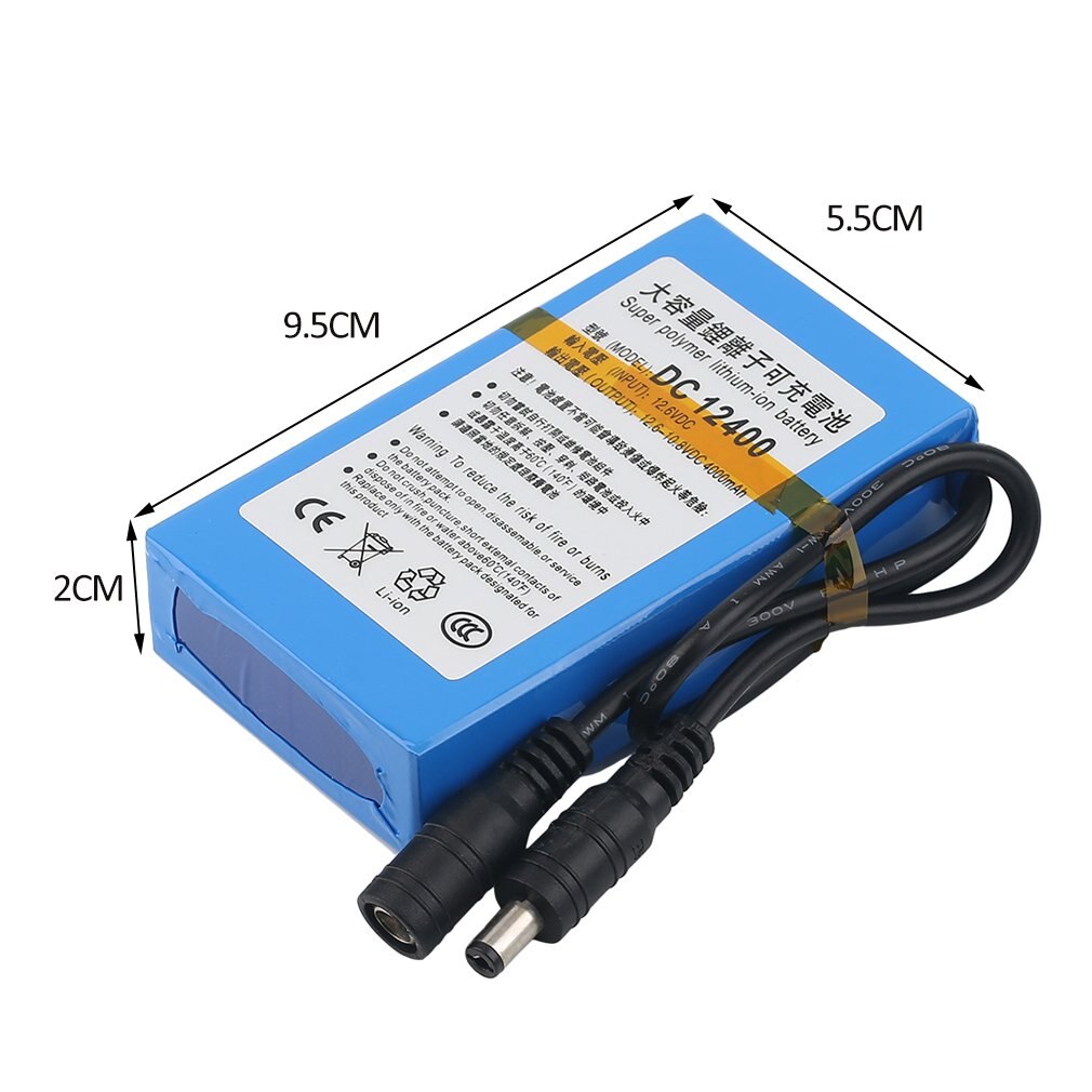 DC 12V Super Strong Capacity 4000MAH Rechargeable Li-ion Battery For Camera US plug