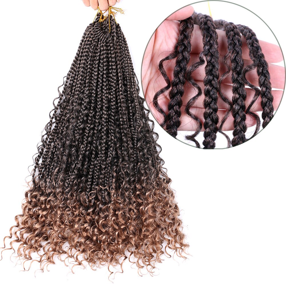 Messy Goddess Bohemian Box Braiding Hair Un-ruly Synthetic Box Crochet Braid 22inch Boho Braided Hair Extension