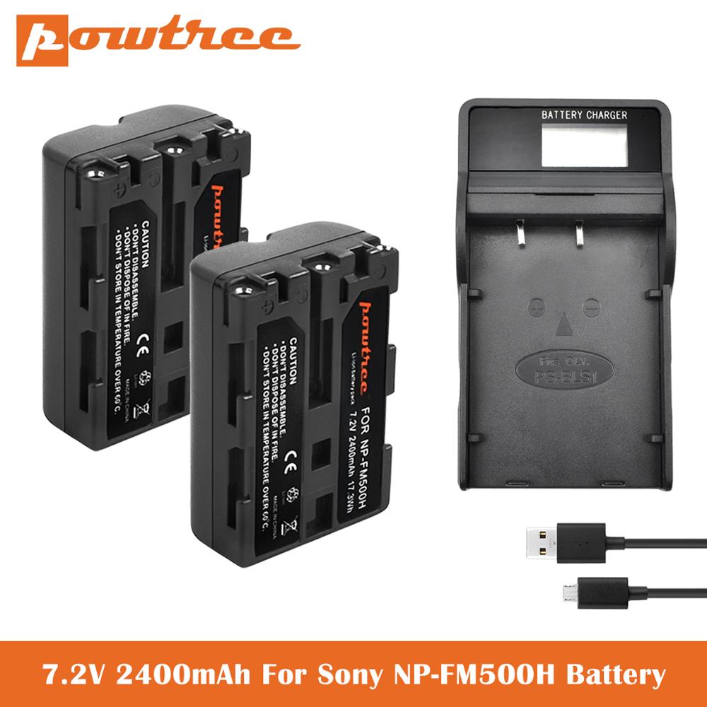 NP-FM500H Batterij + Lader Voor Sony Alpha A900 A57 SLT-A57 A58 SLT-A58 A65 SLT-A65 A68 SLT-A68 ILA77 SLT-A77 Ii Digitale camera: 2X Battery-Charger