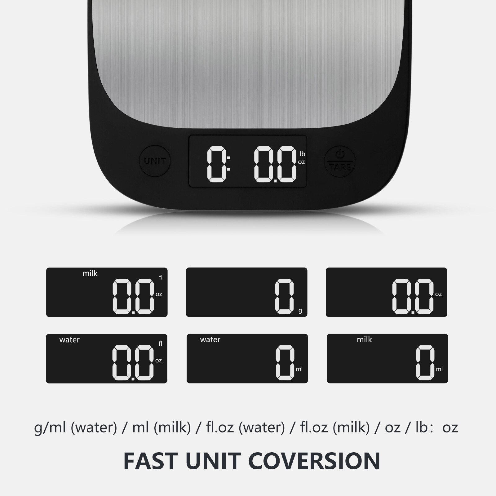 Sinocare Food Scale, Accurate Stainless Steel Kitchen Scales Digital Weight Grams and OZ, Multifunction Digital Food Scales