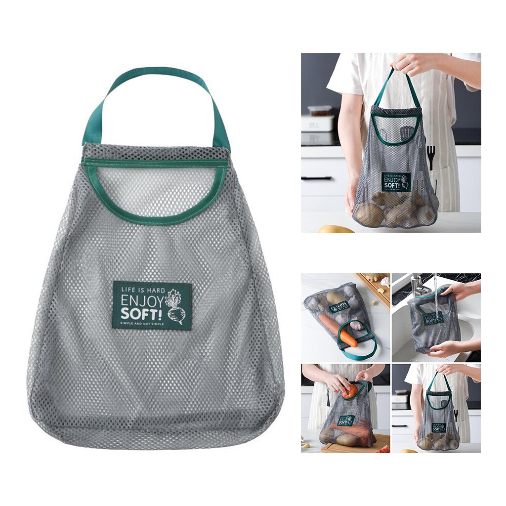Duurzaam Kruidenier Mesh Bag Herbruikbare Draagbare Polyester Netto Boodschappentas Met Handvat Opvouwbare