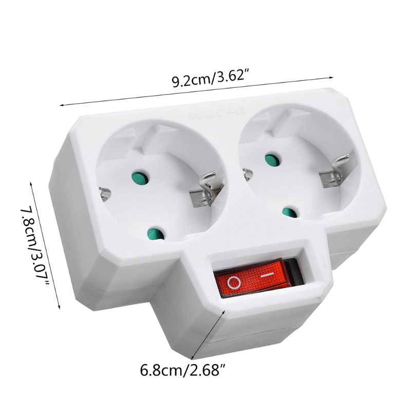 Durable EU Standard Multiple Plug 250V 16A Double Socket Conversion Socket with Outlet Switch Plug Power Adapter Socket