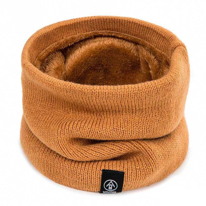Sciarpa calda invernale per ragazzi ragazze bambini sciarpa per bambini sciarpe con collo in lana spessa sciarpa anello in maglia di cotone sciarpe solide: J Khaki
