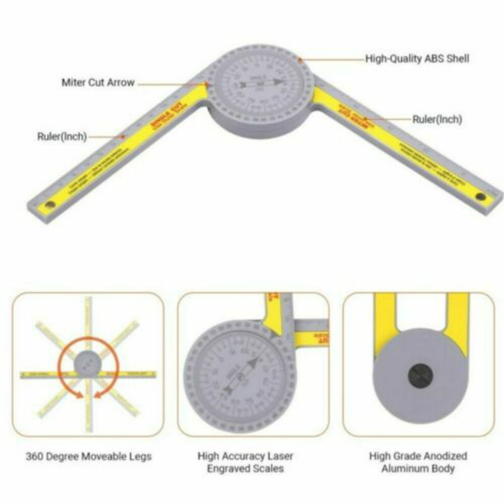 Engineering Pro Miter Saw Protractor Angle Finder Rule Degree Measurement Ruler