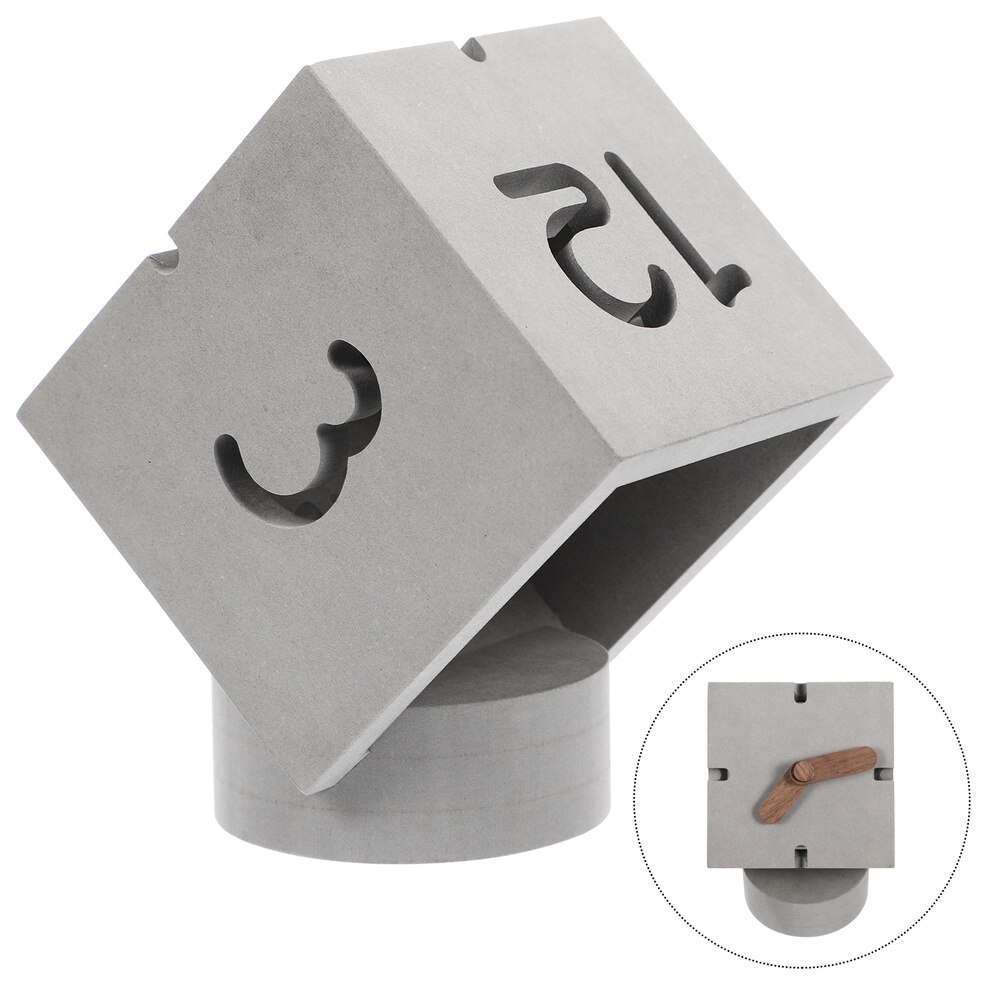 Wooden Square Clock Wood Morden Clock Desktop Table Clock for Home Office Indoor: Default Title