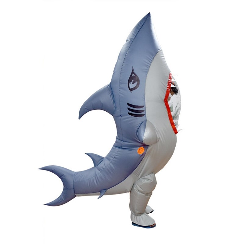 Cartoon Doll Blue Shark Inflatable Costume Game Fancy Dress Halloween Jumpsuit T5EC