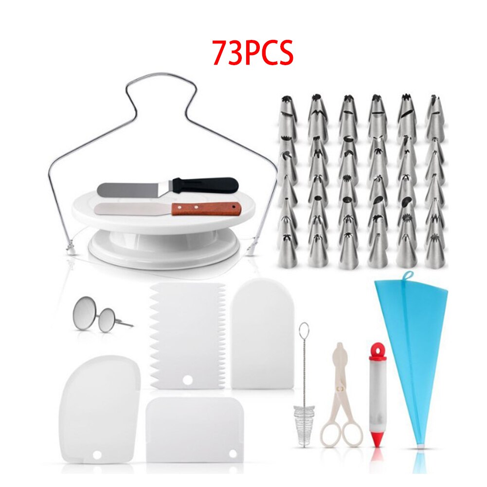 73 pcs Baking Supplies Kit DIY Cake Cupcake Decorating Icing tips Set Tools Smoother Piping Nozzles Coupler Baking Pastry Tools