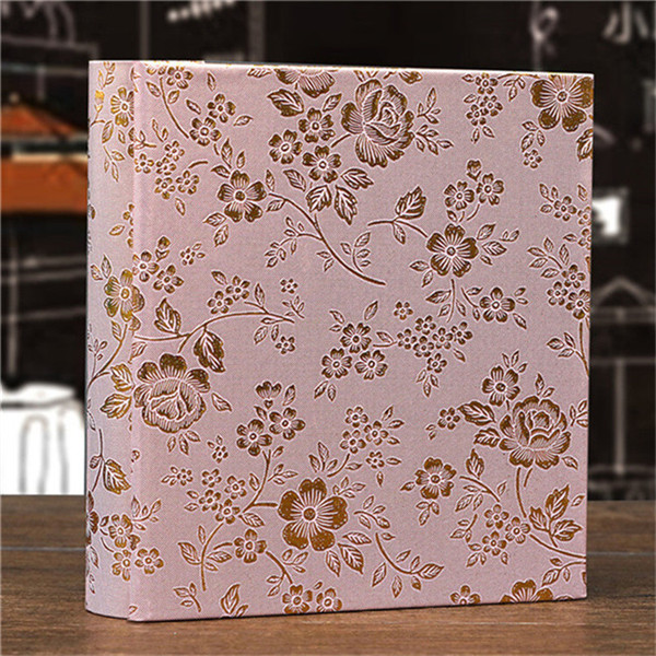 6 zoll Fotoalbum Leder Blumen- Lagerung Kasten 100 Blätter EinfüGen Seite Album Liebhaber freundlicher Buch Speicher Hochzeit DIY foto: Rosa