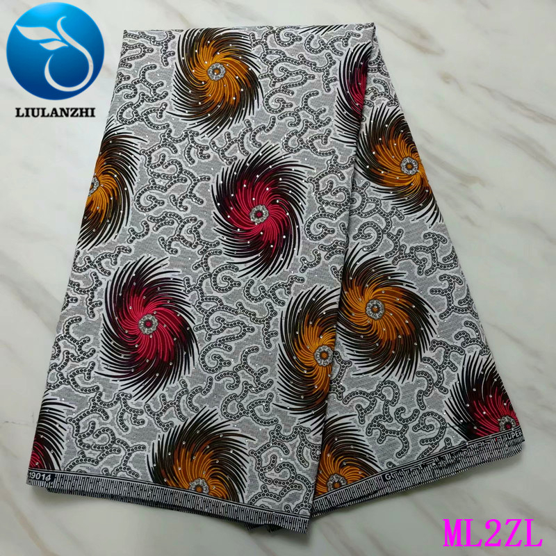 LIULANZHI tejido Ankara encerado poliéster estampado africano tela 6 yardas/pieza nueva cera de poliéster con piedras ML2ZL36: ML2ZL44