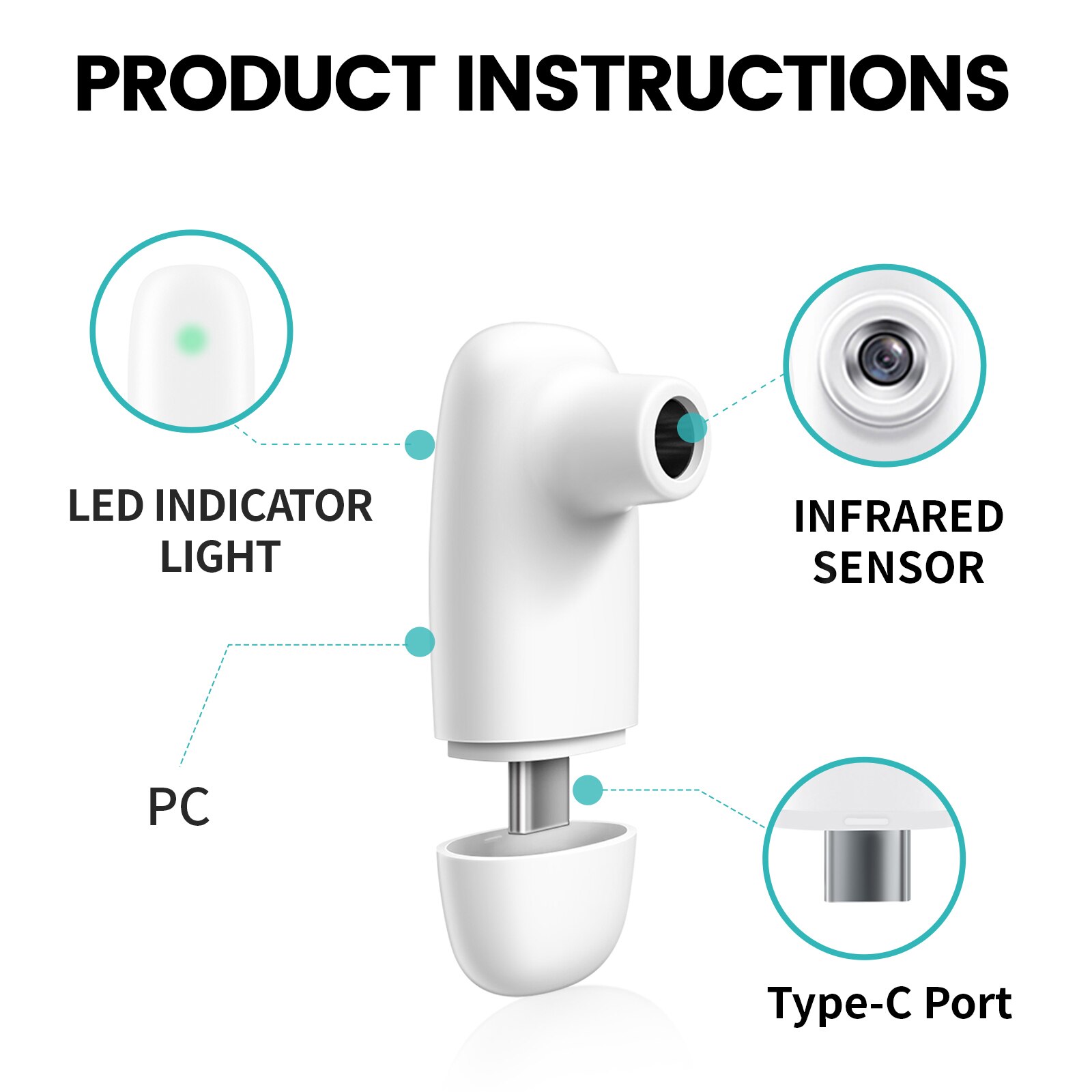 Portable Non-Contact Infrared Forehead Thermometer Mobile Phone Mini Thermometer For Android Type C Temperature Detector