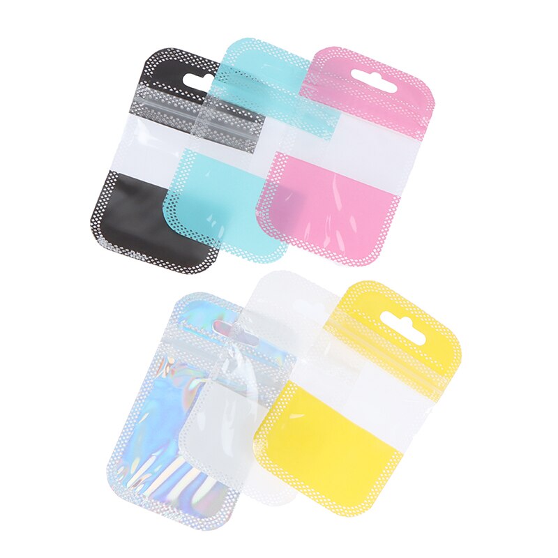 50 Stks/pak Kleine Plastic Zip Lock Bag Met Gat Clear Rits Sieraden Verpakking Zak Mini Zip Lock Opbergzakken