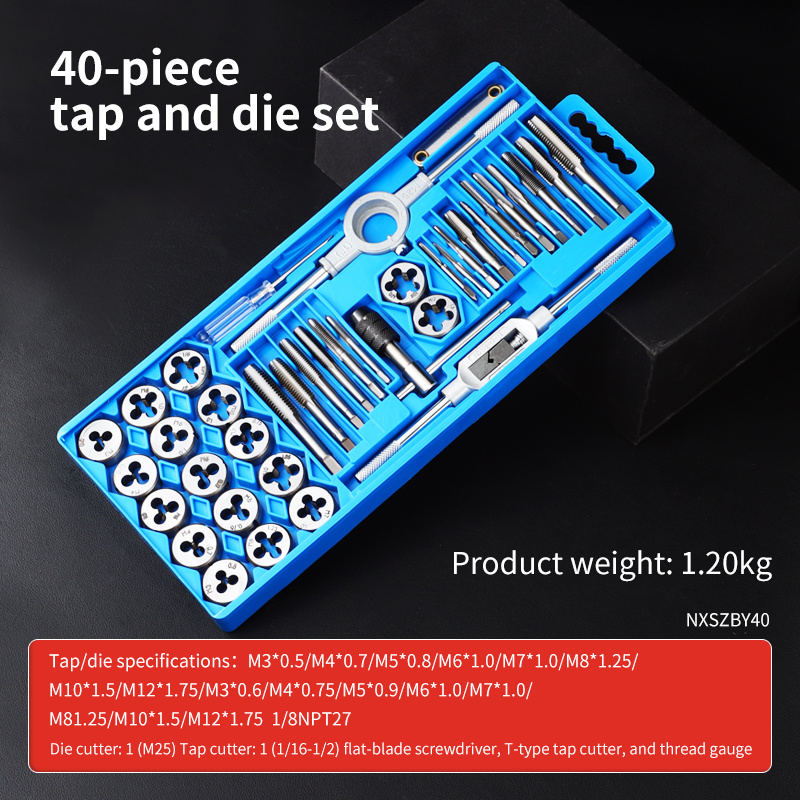 40 st bärbara kranar i flera storlekar, plattor, verktygsfodral, hårdvaruverktyg, bärbara universella kombinationer, legeringsstål: Guld-