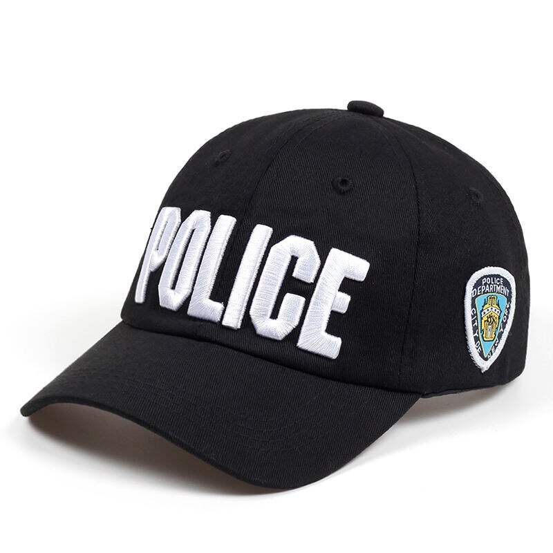 POLICE embroidery baseball cap hip hop adjustable hat men and women outdoor sports caps casual dad hats: black white