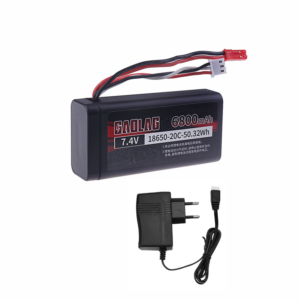 7.4V 6800mAh Li-ion Battery - 2S JST Plug - for UDIRC SG1603 SG1604 RC Cars: Clear
