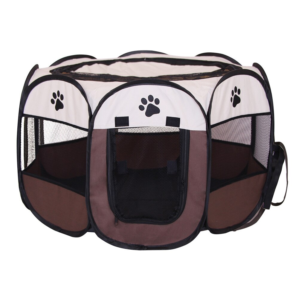 Portable Outdoor Kennels Fences Foldable Dog Tent House Breathable Pet Playpen Cat Large Dog Cage Room Big Dogs House: Coffee / 91x91x58cm