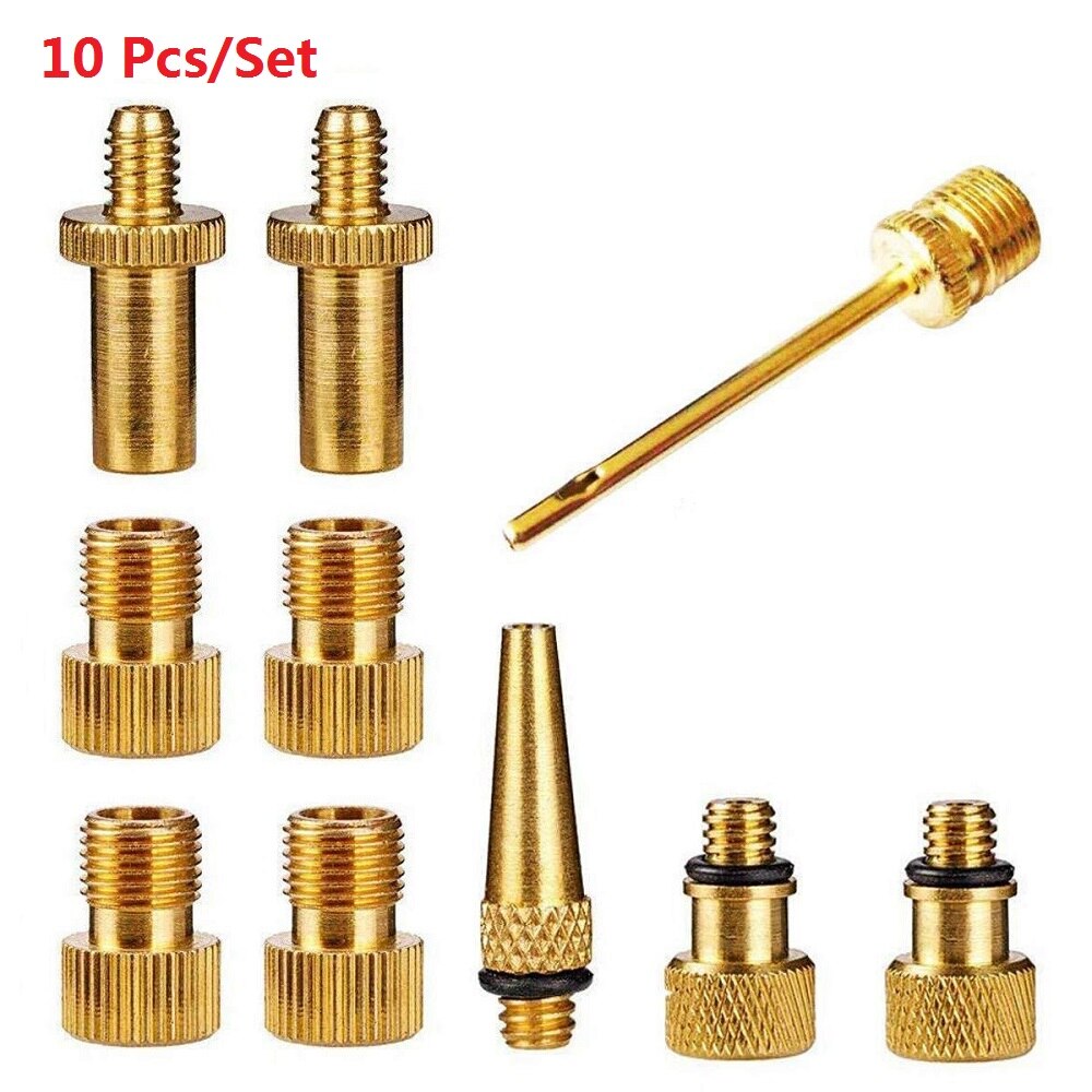 Fiets Valve Adapter Set Sv Av Dv Fiets Pomp Naalden Adapter Fiets Tire Inflator Luchtpomp Compressor Fiets Valve Converter: 10pcs set