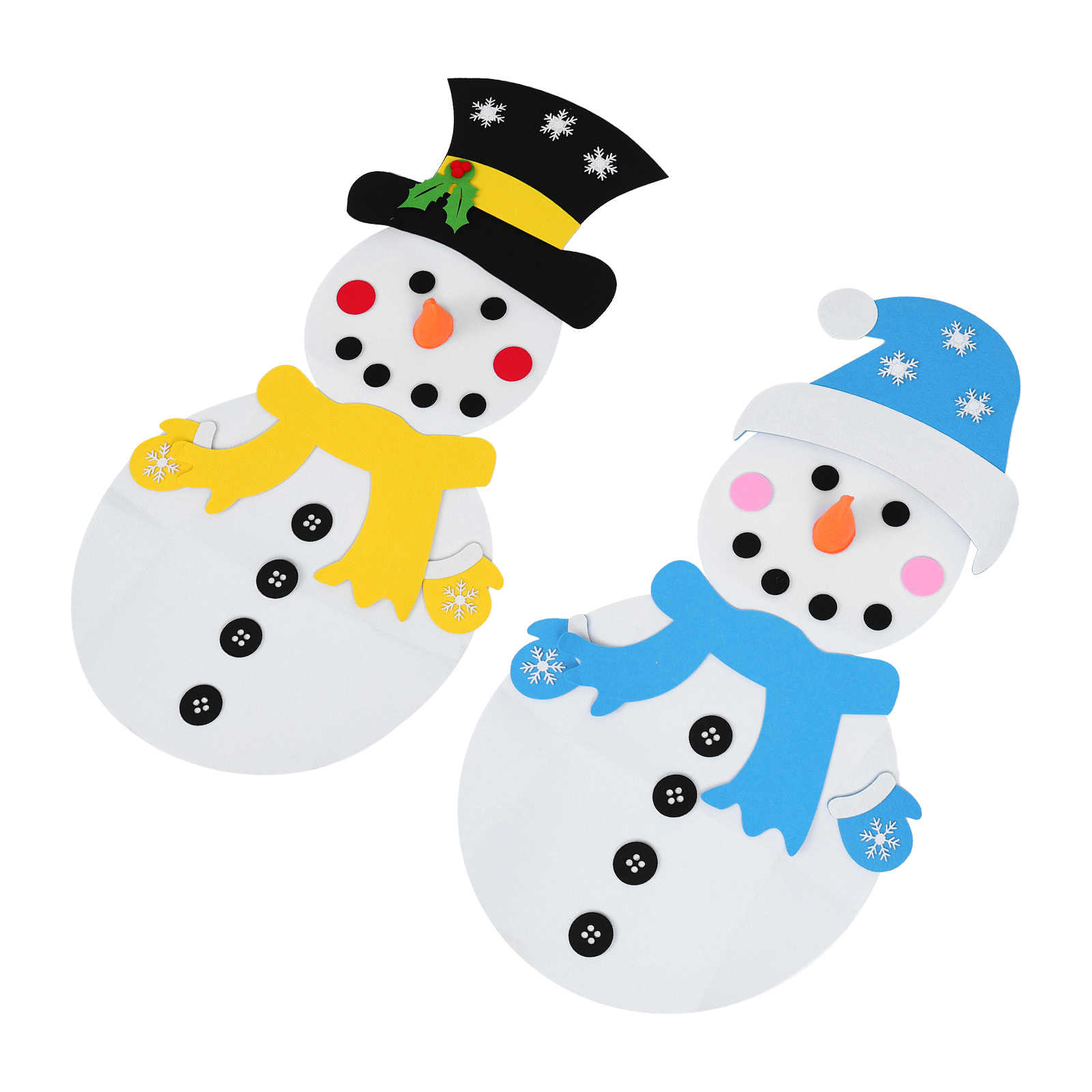 2 Sets DIY Felt Christmas Snowman Toys Christmas Hanging Decorations