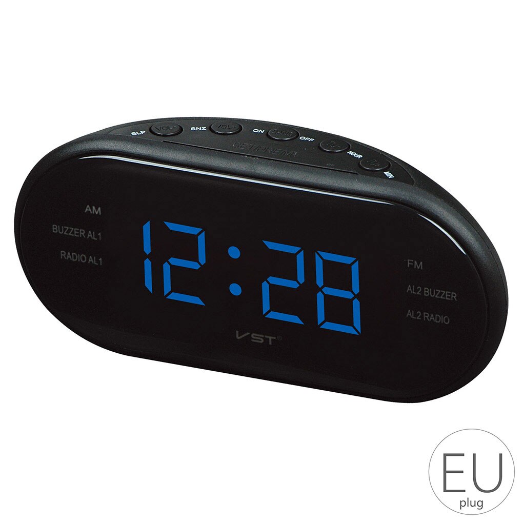AM/FM LED Clock Electronic Desktop Alarm Clock Digital Table Radio Home Office Supplies Snooze Function Alarm Clock: 03 EU Plug