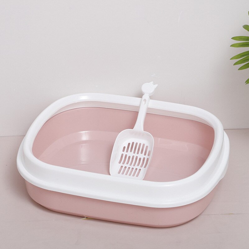 Large Cat Litter Box Semi Enclosed Cat Litter Basin Cats Toilet Odor Proof And Splash Proof Cats Litter Basin Pet Products: Pink