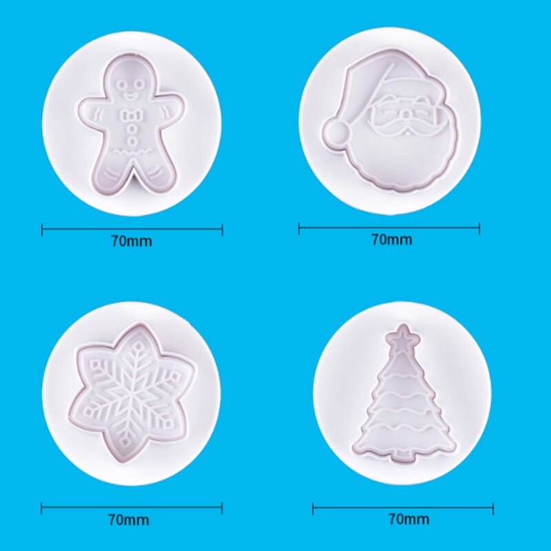 4 stuks kerst 3d koekjes taart zuiger uitsteker bakvorm koekjes stempel biscuit diy mal fondant taart decoratie gereedschap