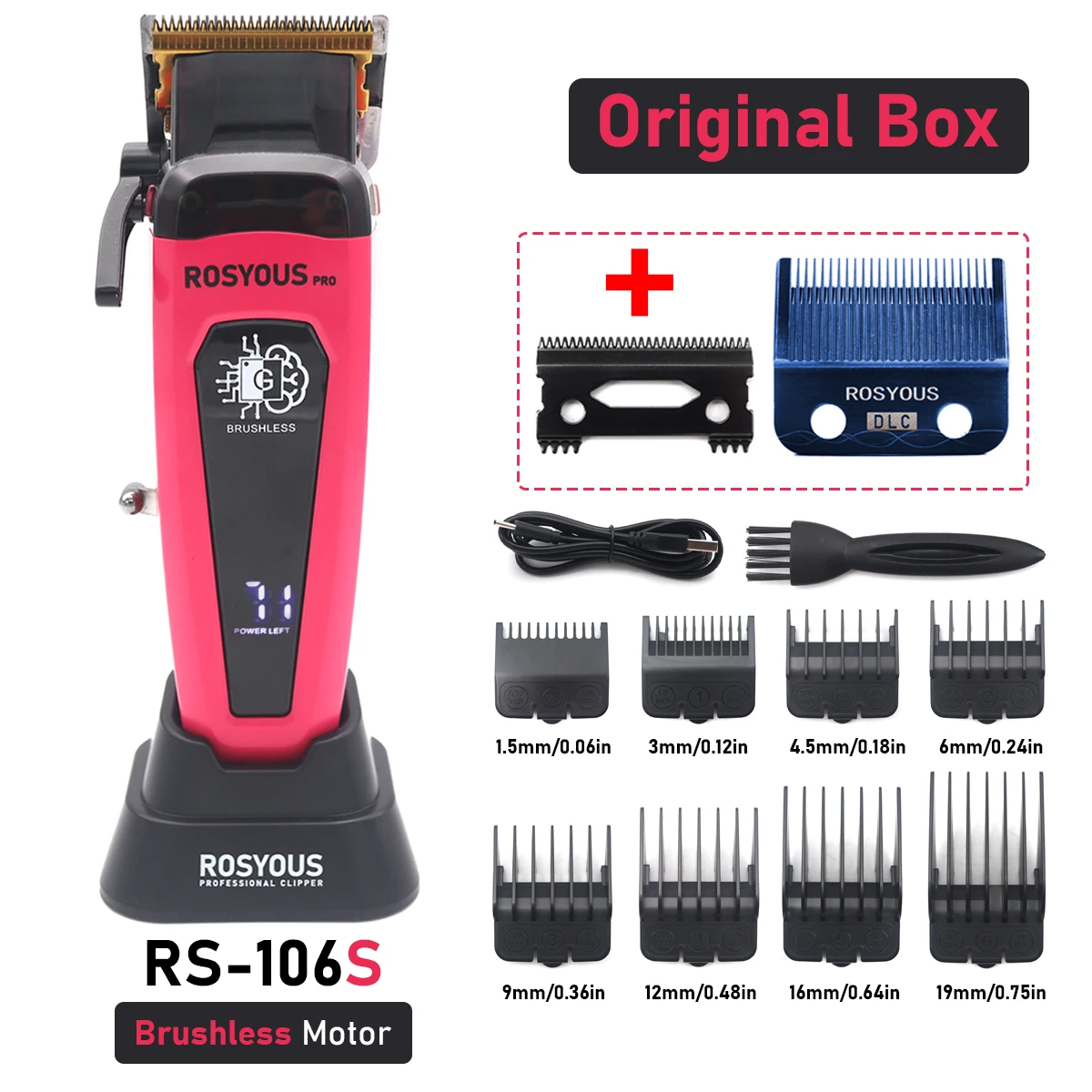 Professioneller elektrischer Haarschneider 106 Haarschneider für Männer, 7500 U/min, mit Basis, 5-stellbare DLC-Blade-Friseurmaschine: Elfenbein