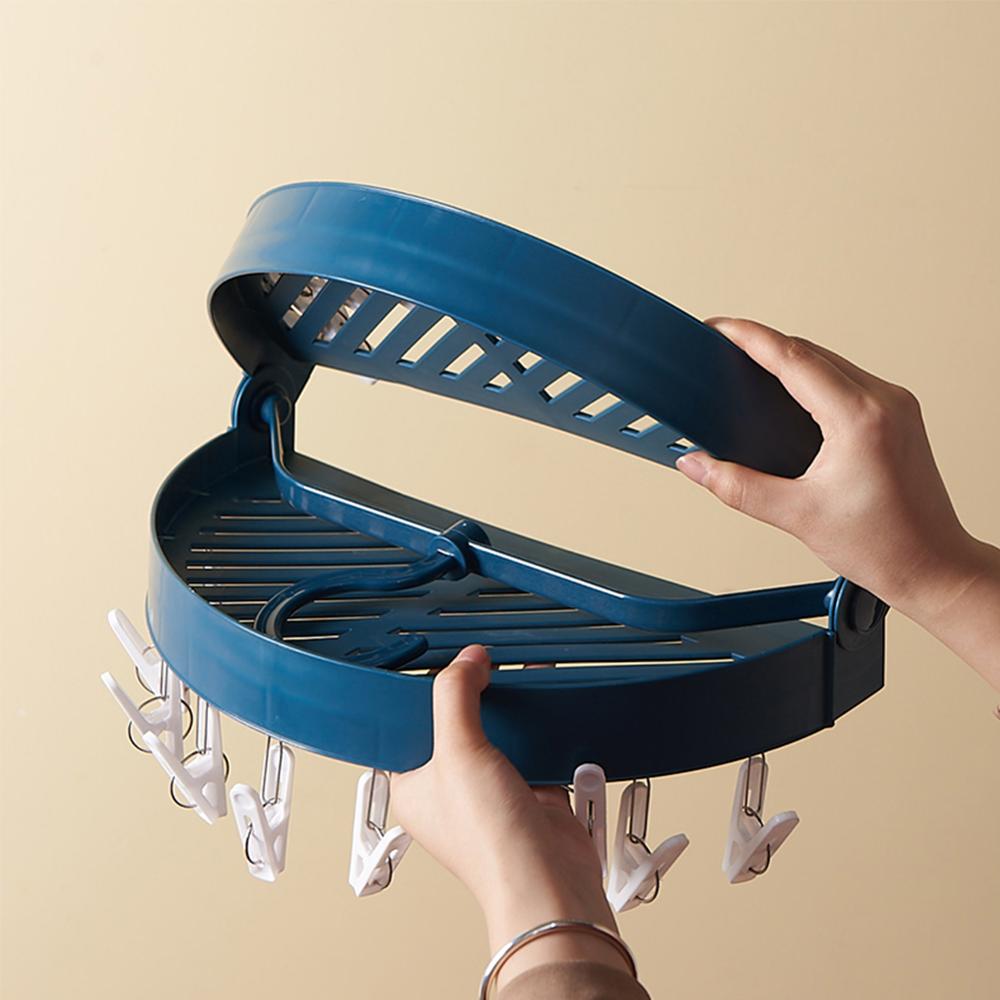 Bærbart sammenklappeligt tørrestativ udendørs badeværelse tøjbøjler altan vasketøj tørretumbler luftesko tørrevægsholder med clips