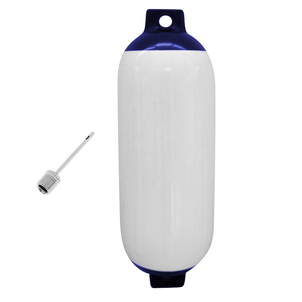 PVC Inflatable Boat Marine Boat Fender Premium PVC Bumper Dock Shield Protection Blue White 11 x 40cm