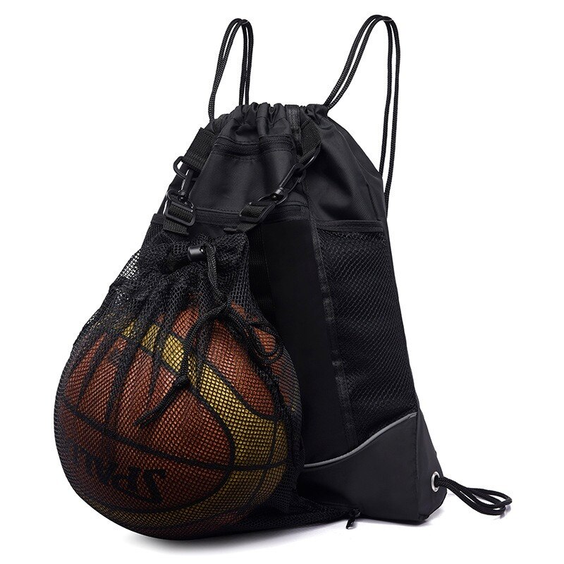 Mochila de baloncesto ligera a la , bolso de viaje para deportes al aire libre, con forma redonda, correa ajustable para el hombro, bolsas con cordón
