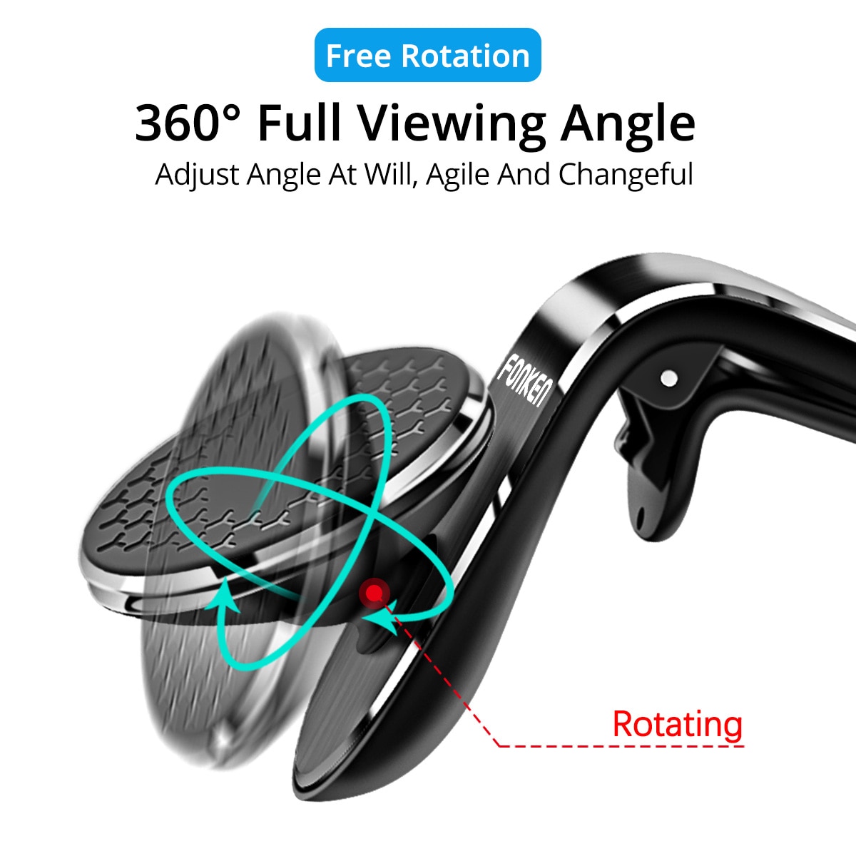 FONKEN Car Phone Holder Mobile Magnetic Car Holder Stand Car Air Vent Clip Mount Aluminum Alloy 360 Rotation Holder in Car