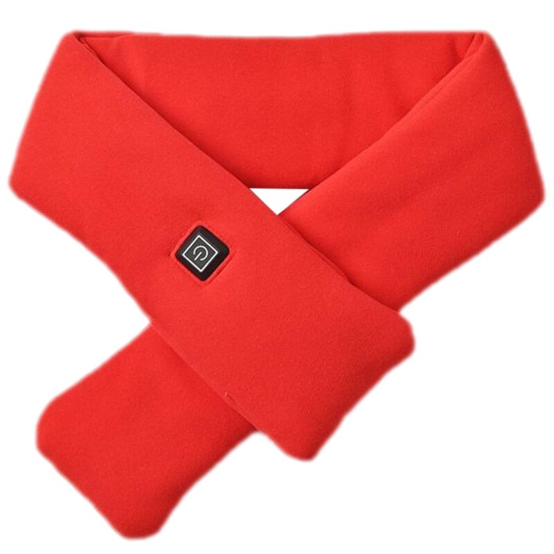 3 Temperature Level Heated Scarf, Unisex Warm Windproof Heating Scarf for Skiing: Red