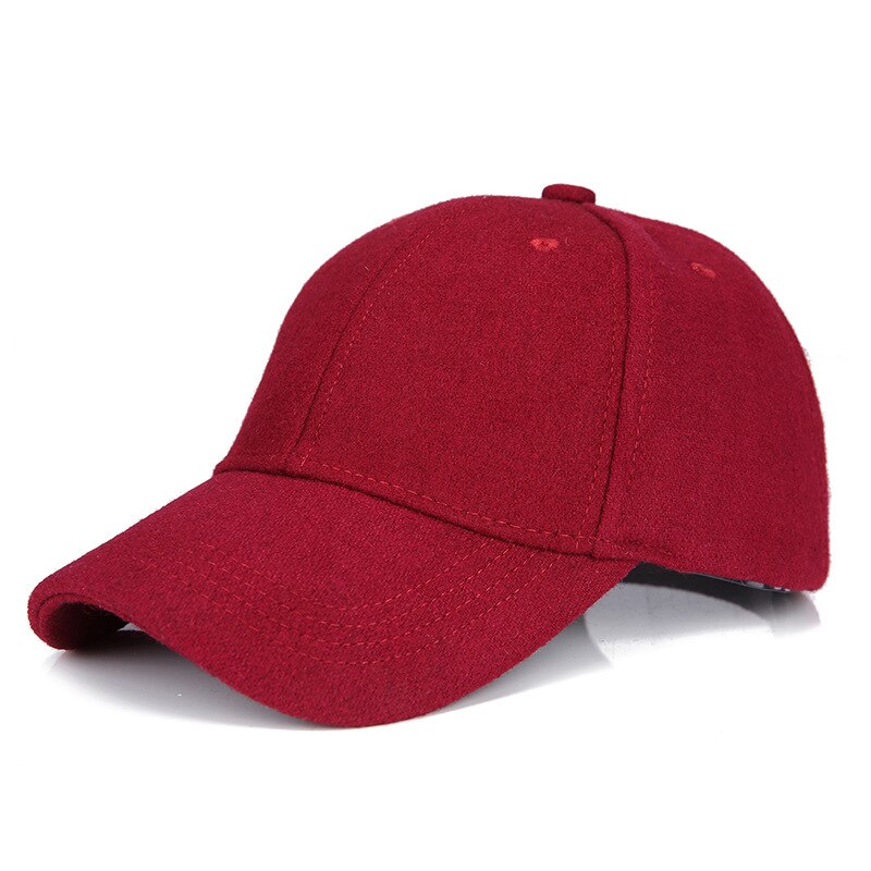 Autumn Winter Unisex Wool Felt Baseball Caps Solid Color Casquette Chapeau Trilby Trucker Hat for Men Women: Red