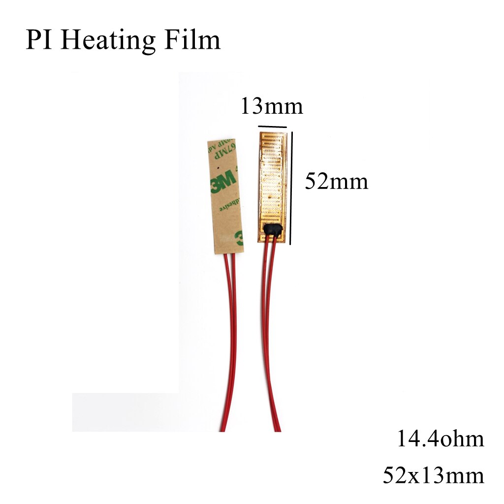 40x40mm 5v 12v 24v 110v 220v pi filme de aquecimento polyimida adesivo aquecedor elétrico placa almofada do painel esteira da folha de combustível tanque de motor de óleo: 52x13mm