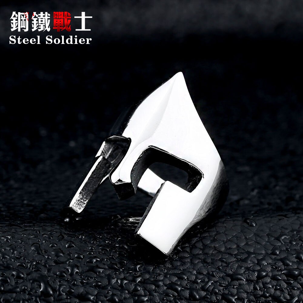 Stahl soldat edelstahl männer ritter Helm Ring persönlichkeit beliebte für Europa schmuck für männer: 7 / heigh 3.8MM